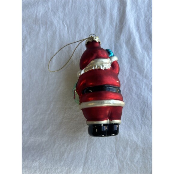 Vtg Blown Glass Christmas Ornament Red Santa Wreath - Picture 2 of 4
